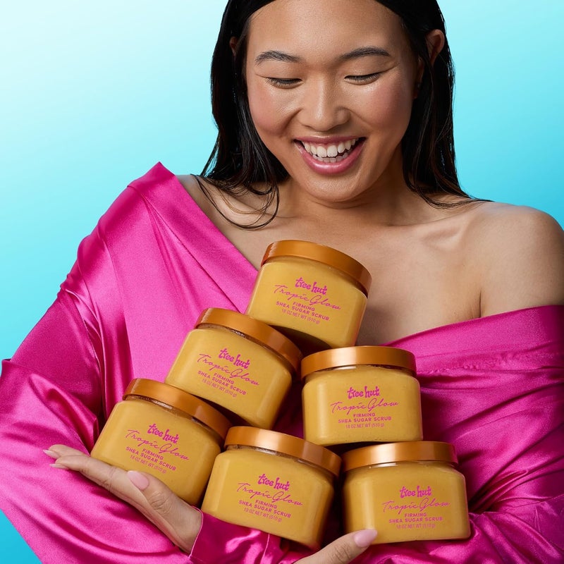 Treehut Tropic Glow Shea Sugar Scrub, Exfoliating & Hydrating Body Scrub with Shea Butter, Radiant Glow, Warm Scent, 18 oz - Image 4